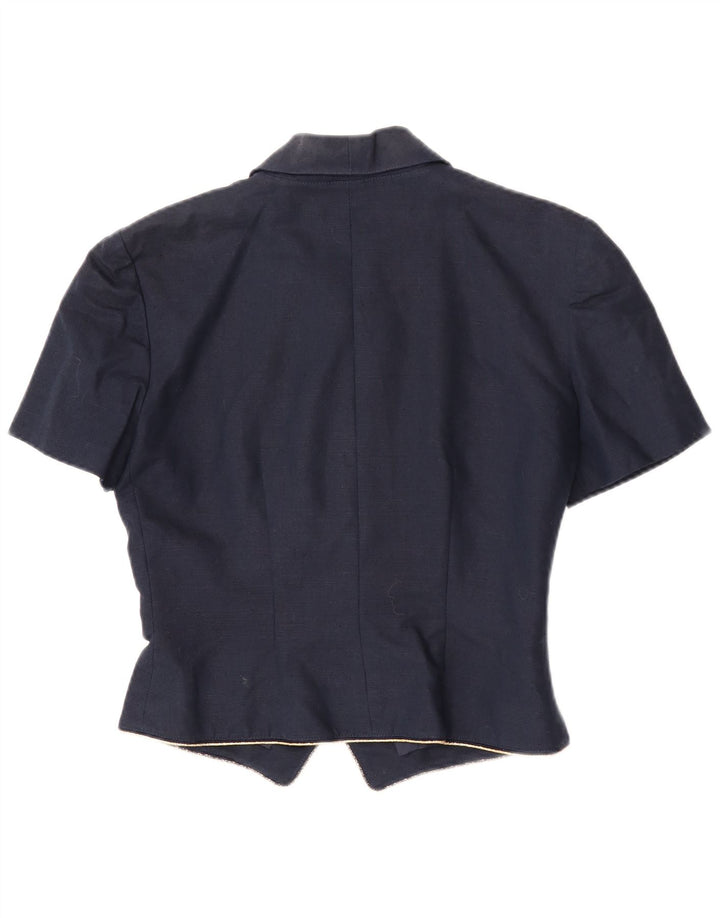 Luisa Spagnoli Maglia Cardigan Manica Corta Donna IT 42 Medio Blu Navy