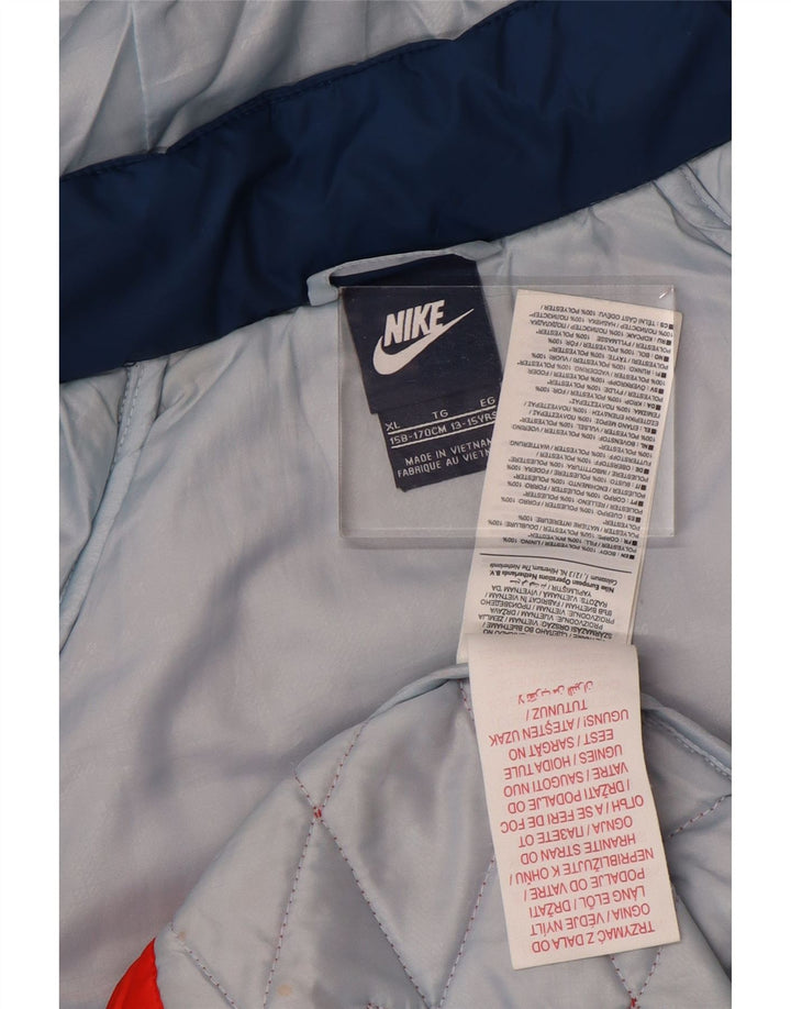 Giacca trapuntata con cappuccio Nike da ragazzo 13-14 anni XL Arancione Colourblock Poliestere