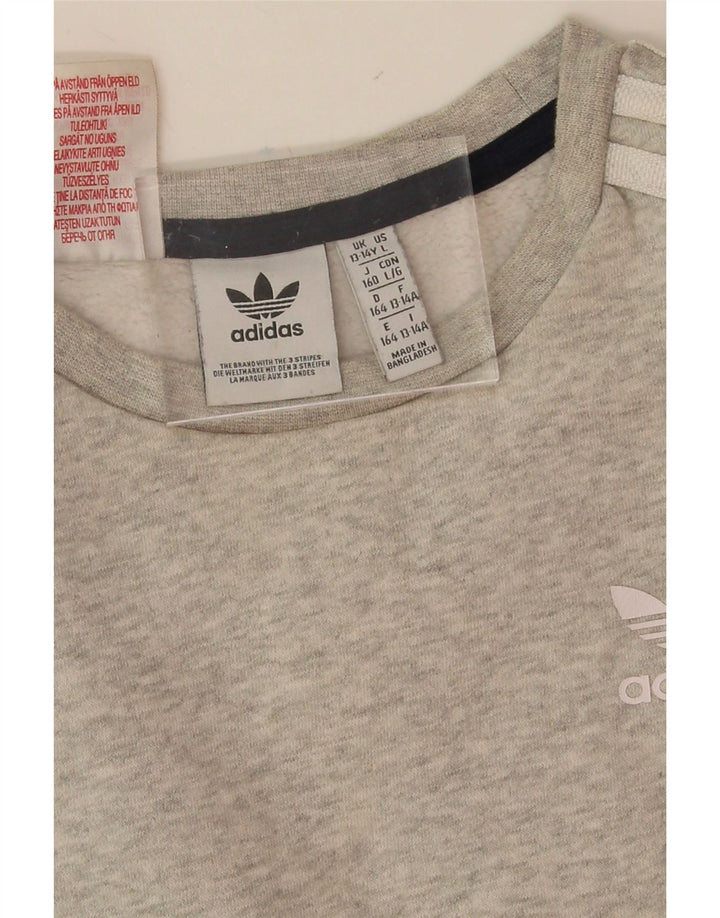 ADIDAS Boys Sweatshirt Jumper 13-14 Years Grey Colourblock Cotton Vintage Adidas and Second-Hand Adidas from Messina Hembry 