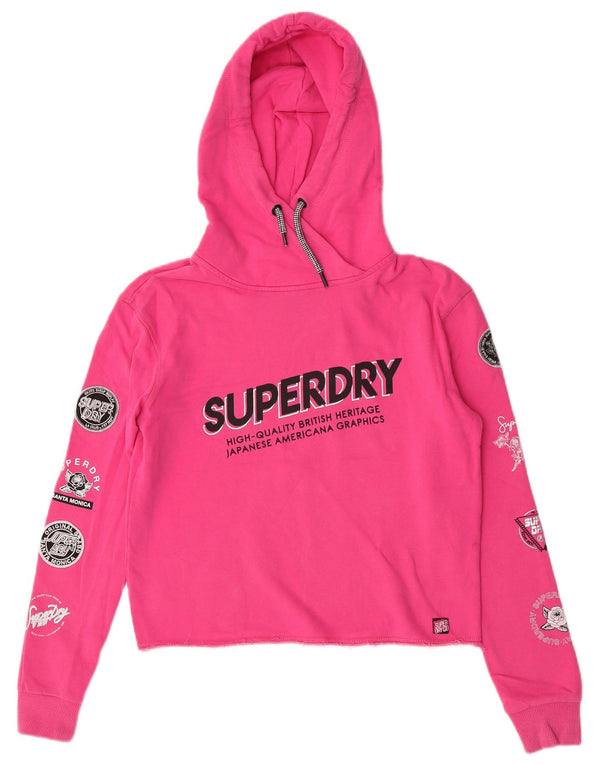 Felpa con cappuccio oversize con grafica da donna Superdry UK 6 XS cotone rosa