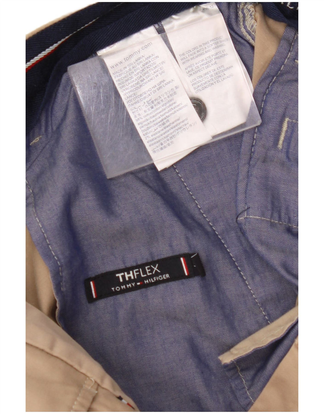 TOMMY HILFIGER Pantaloni chino dritti da uomo W36 L32 Cotone beige