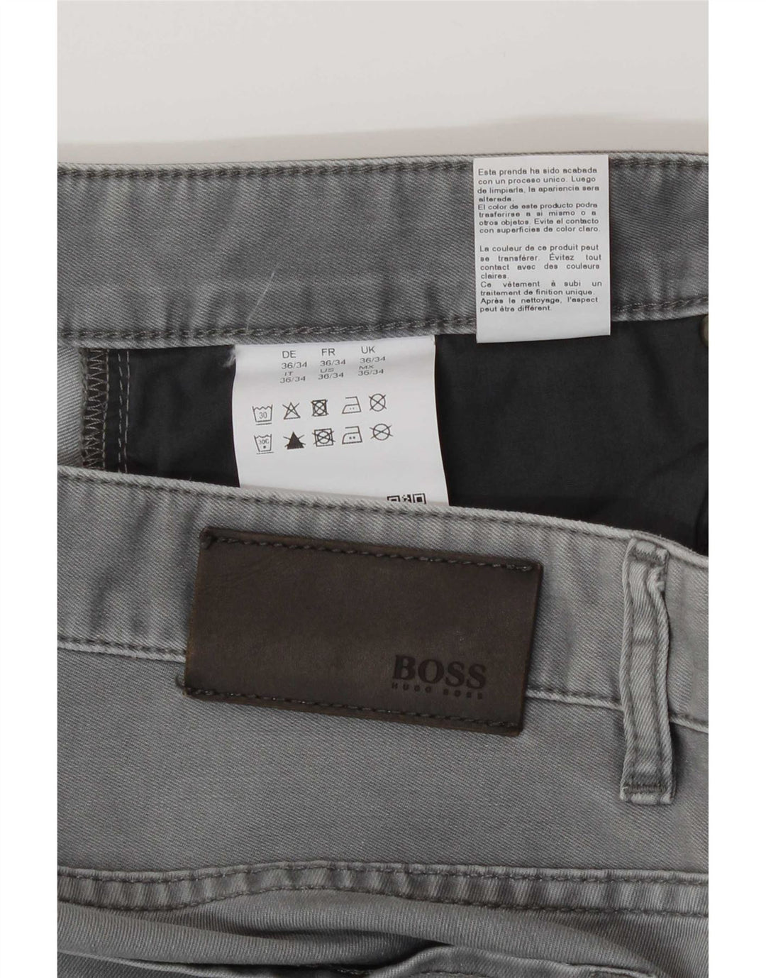 Jeans dritti da uomo Hugo Boss W36 L34 cotone grigio