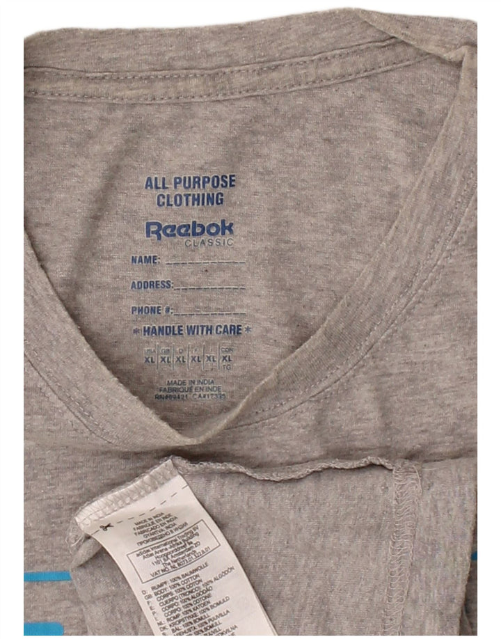 REEBOK Mens Graphic T-Shirt Top XL Grey Cotton