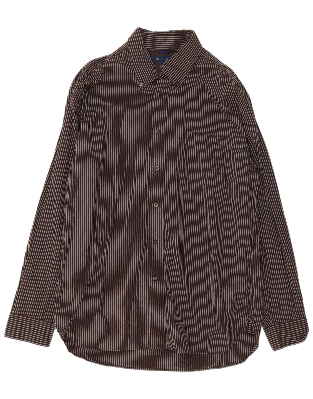 Camicia da uomo Tommy Hilfiger grande cotone gessato marrone