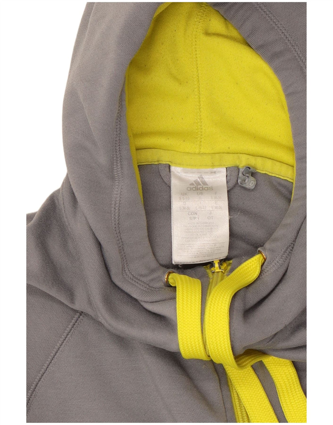 Maglione con cappuccio e zip ADIDAS da donna Climalite UK 8/10 piccolo poliestere grigio