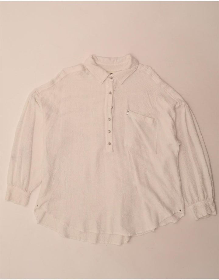 BKE Camicia da donna oversize pullover camicetta UK 16 Large Rayon bianco