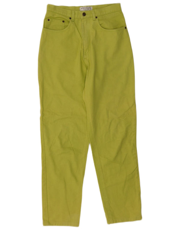 Jeans affusolati a vita alta da donna Jaeger UK 10 piccoli W26 L38 cotone verde