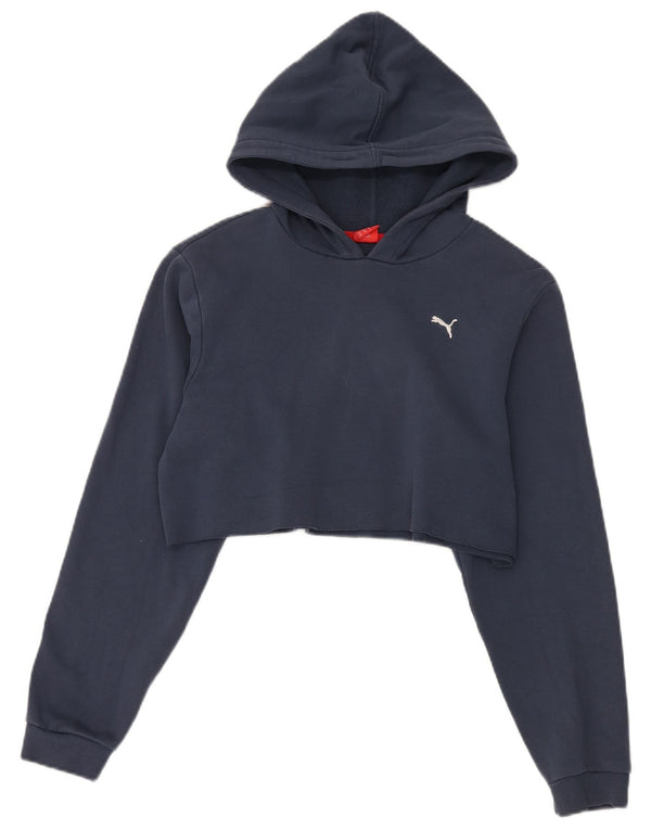 Felpa corta con cappuccio Puma per ragazze 15-16 anni blu navy
