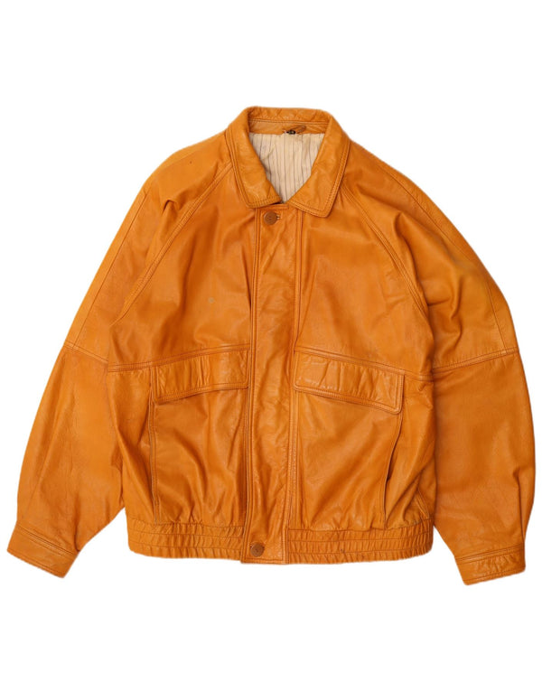 Giacca in pelle vintage da uomo IT 54 2XL Pelle marrone