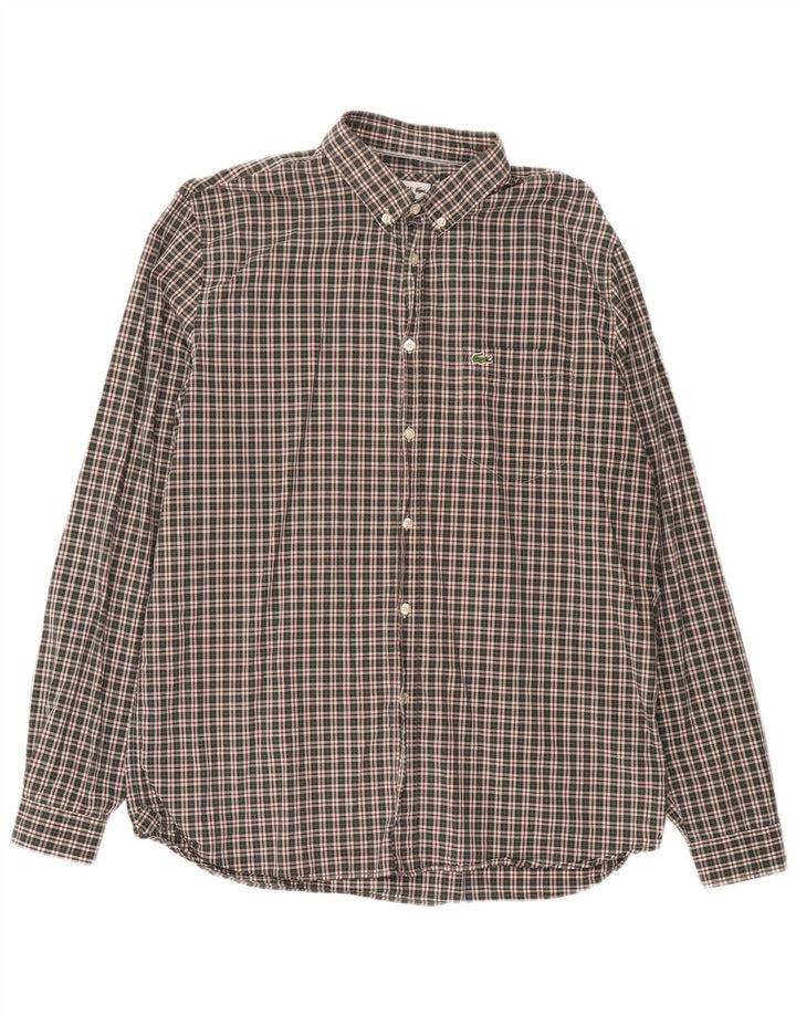 Camicia Lacoste da uomo vestibilità regolare taglia 43 cotone a quadri verdi grandi