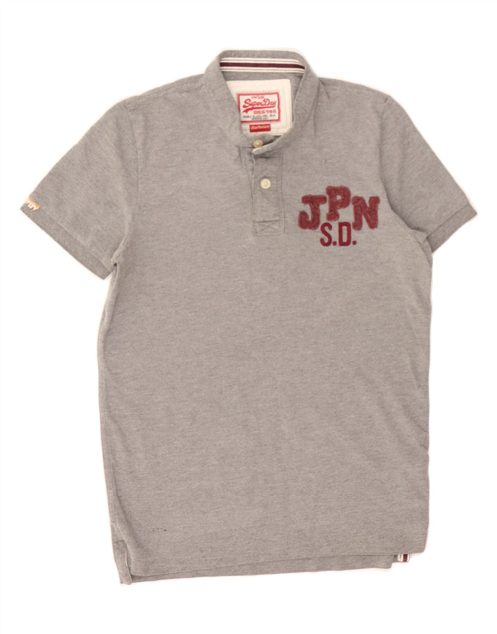 SUPERDRY Mens Graphic Polo Shirt Medium Grey Cotton Vintage Superdry and Second-Hand Superdry from Messina Hembry 