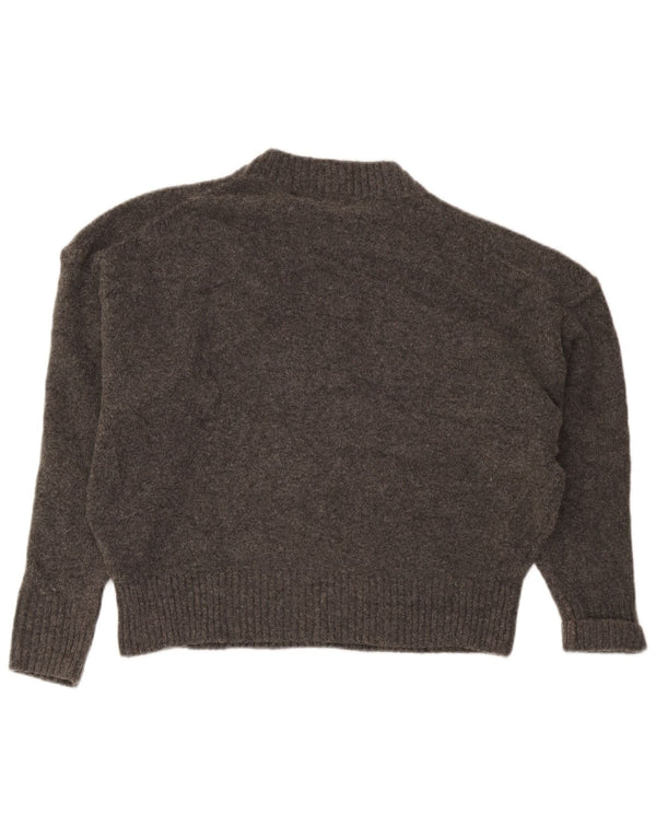 Maglione maglione girocollo vestibilità comoda da donna Zara UK 10 piccolo acrilico grigio
