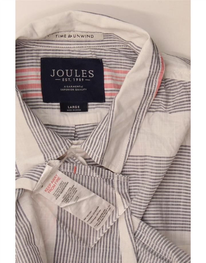 Camicia da uomo a maniche corte Joules in cotone a righe grandi blu