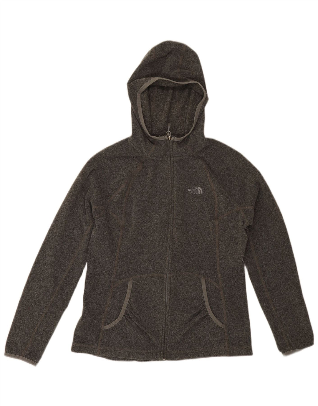 THE NORTH FACE Maglione con cappuccio e zip da donna UK 16 Grande poliestere grigio
