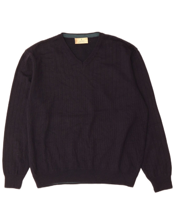Maglione da uomo con scollo a V Marks & Spencer grande in acrilico blu navy