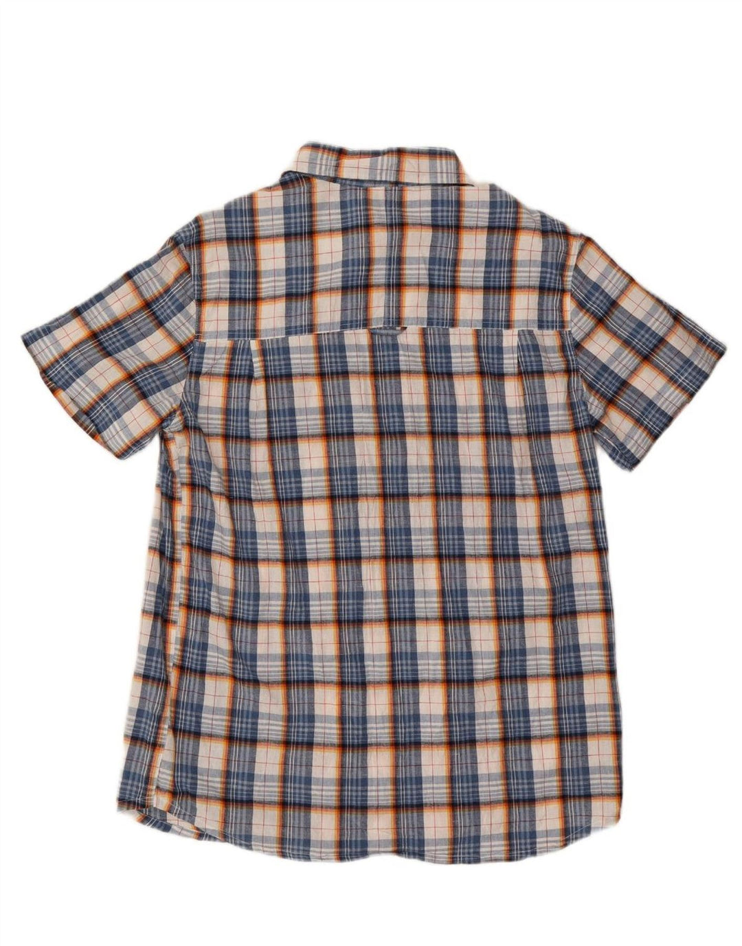 MOUNTAIN WAREHOUSE Mens Short Sleeve Shirt Large Blue Check Cotton