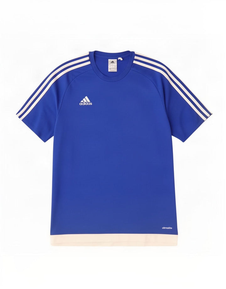 T-shirt Adidas Climalite da uomo Top in poliestere color block blu medio