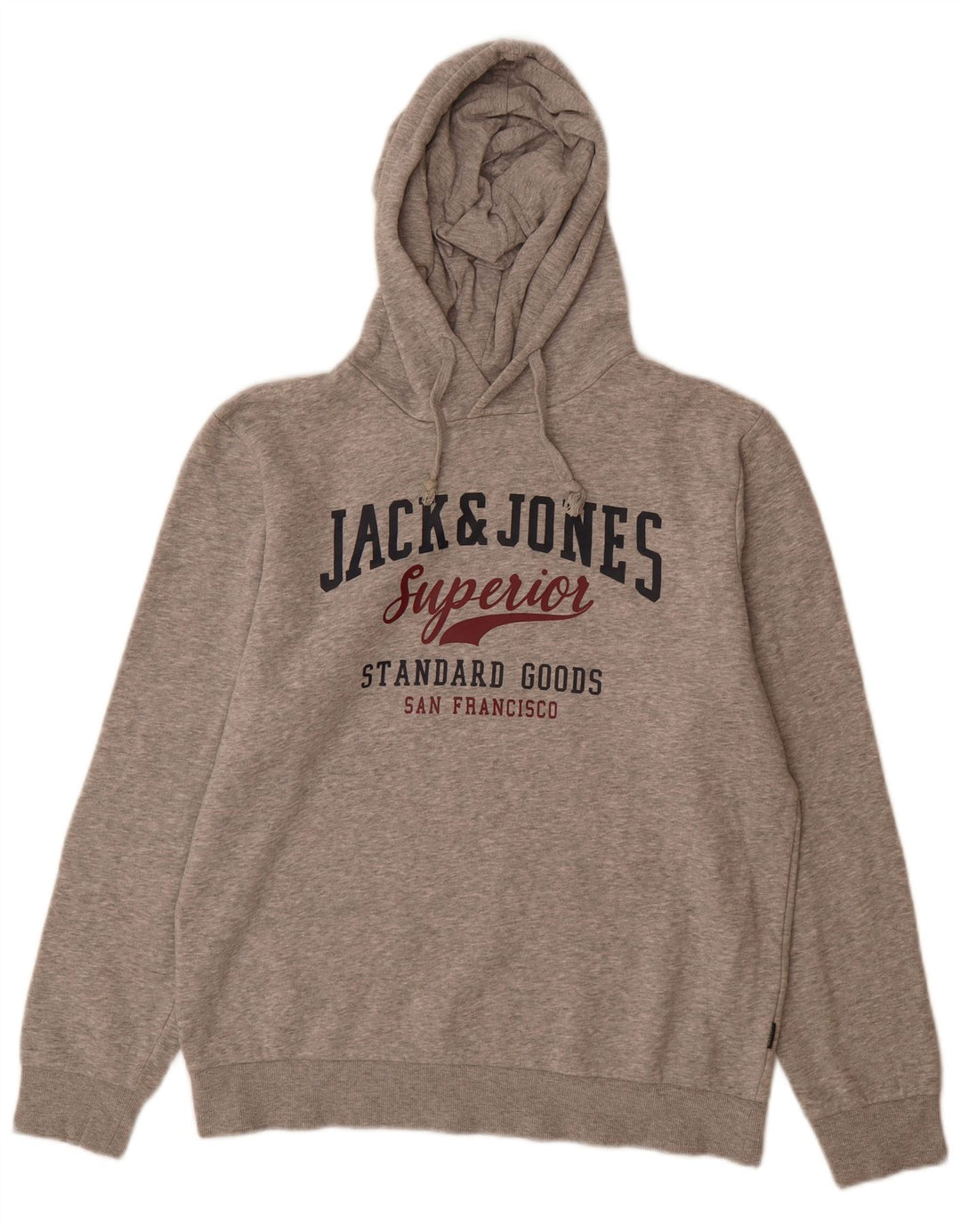 Maglione con cappuccio grafico da uomo Jack & Jones in cotone chiazzato grigio medio