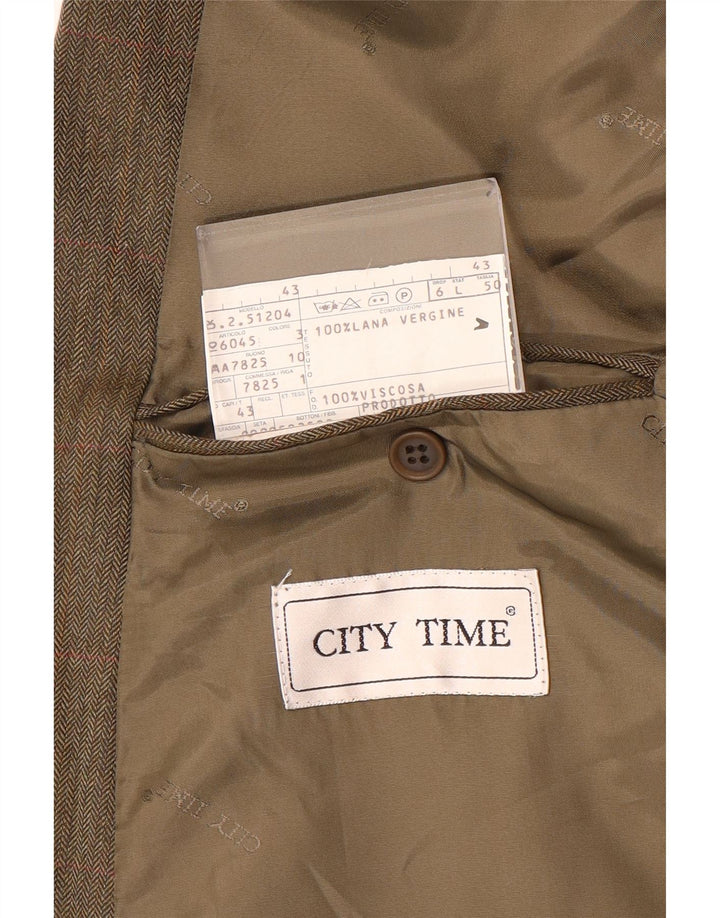 Giacca blazer doppiopetto da uomo City Time IT 50 Large in lana marrone