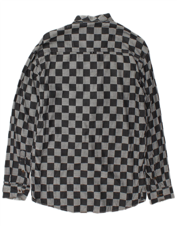 Camicia vintage da uomo grigio medio geometrico
