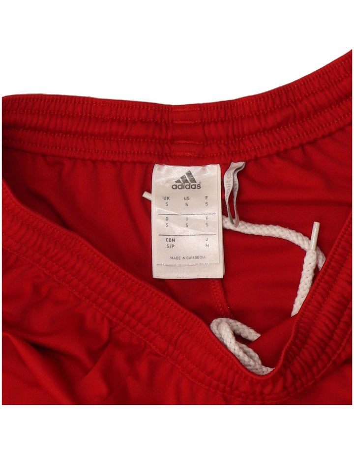 Pantaloncini sportivi Adidas Climalite da uomo piccoli in poliestere color block rosso