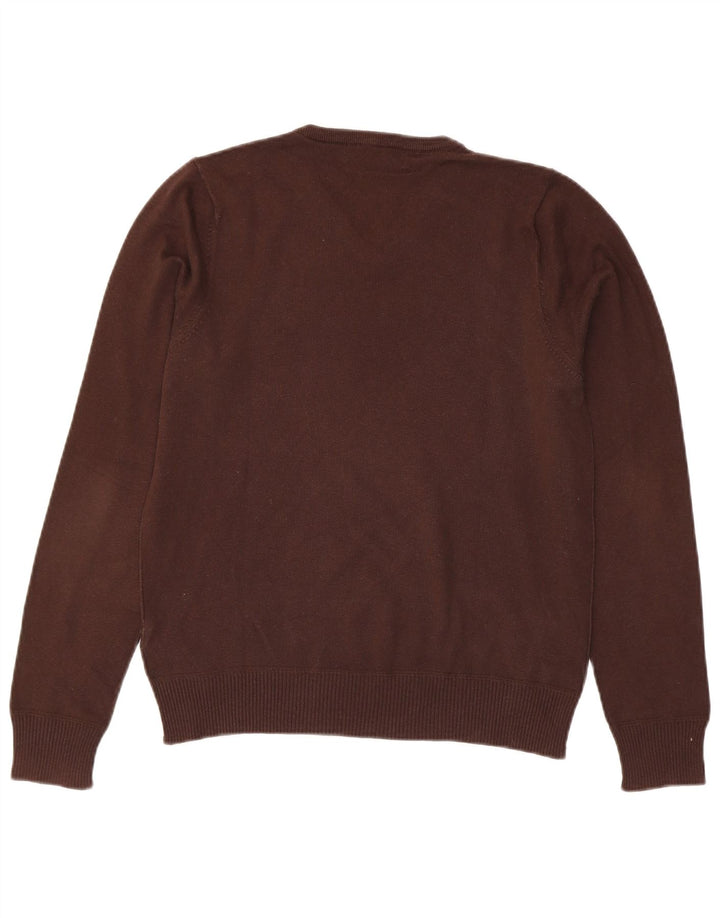 Maglione Zara da uomo con scollo a V in cotone marrone medio