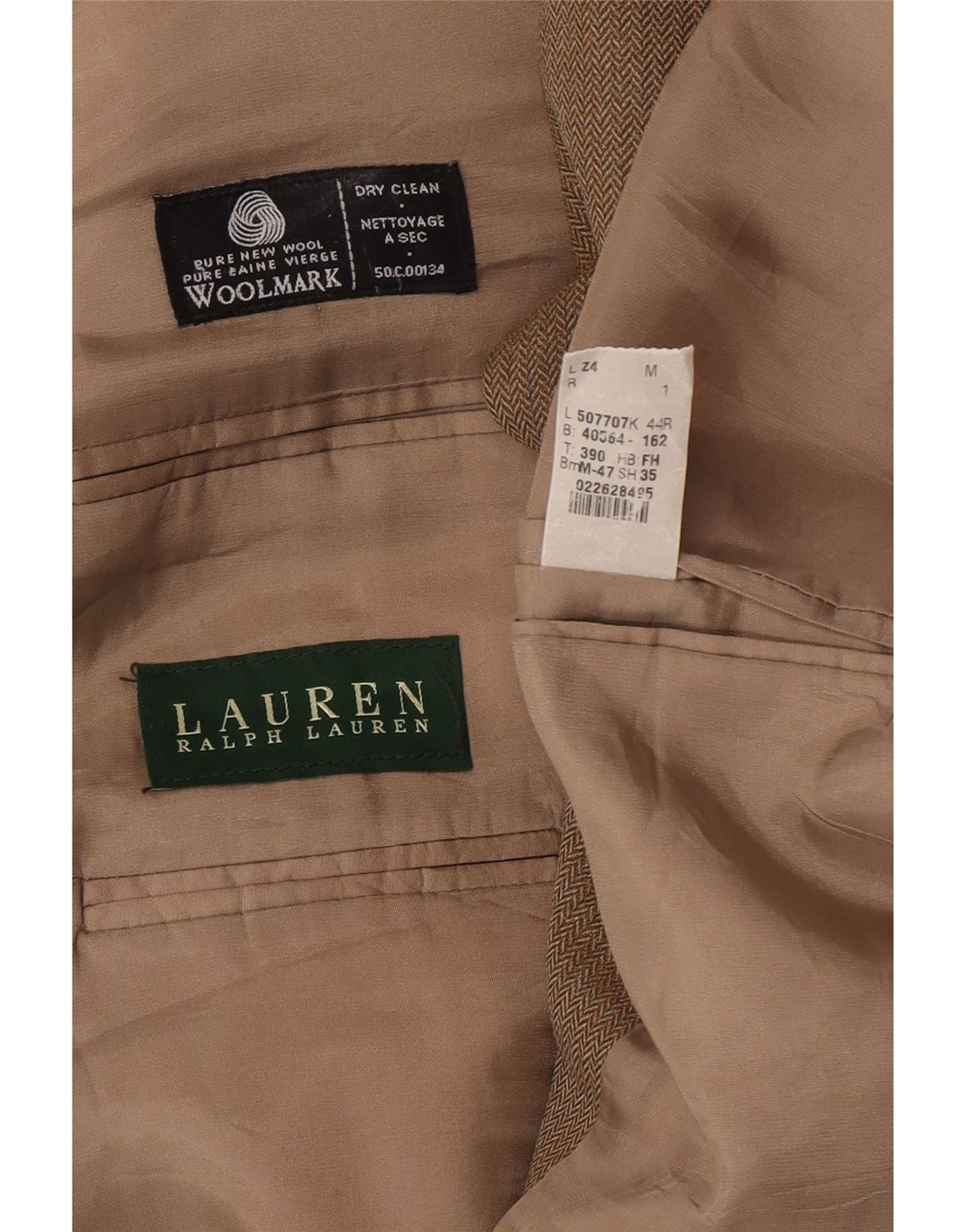Giacca blazer regolare da uomo Ralph Lauren UK 44 2XL Marrone a spina di pesce