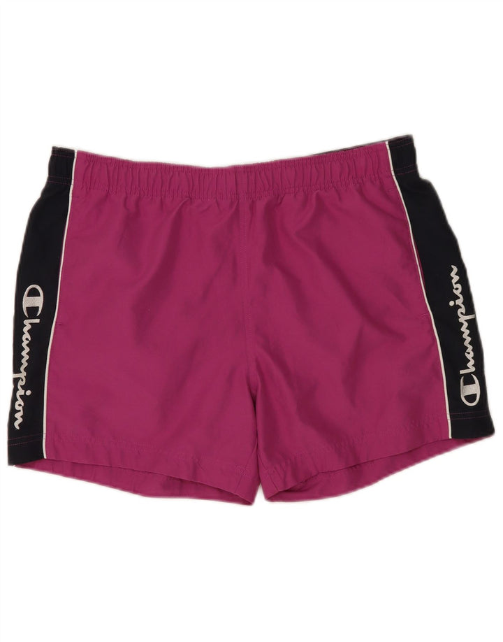 Pantaloncini da bagno grafici da uomo Champion, grandi, in poliestere color block viola