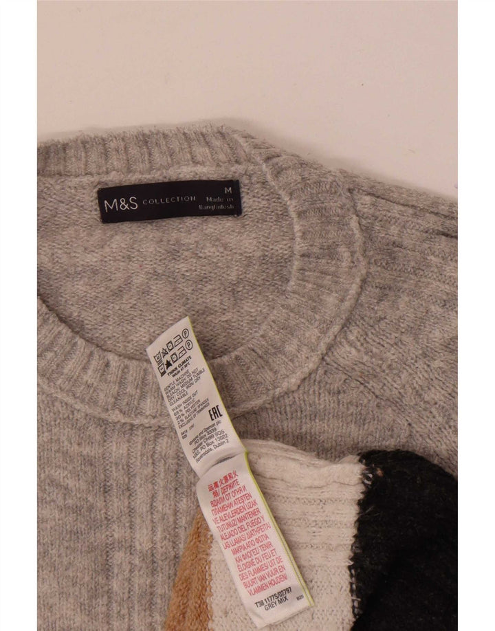 Maglione maglione girocollo da uomo Marks & Spencer grigio medio color block