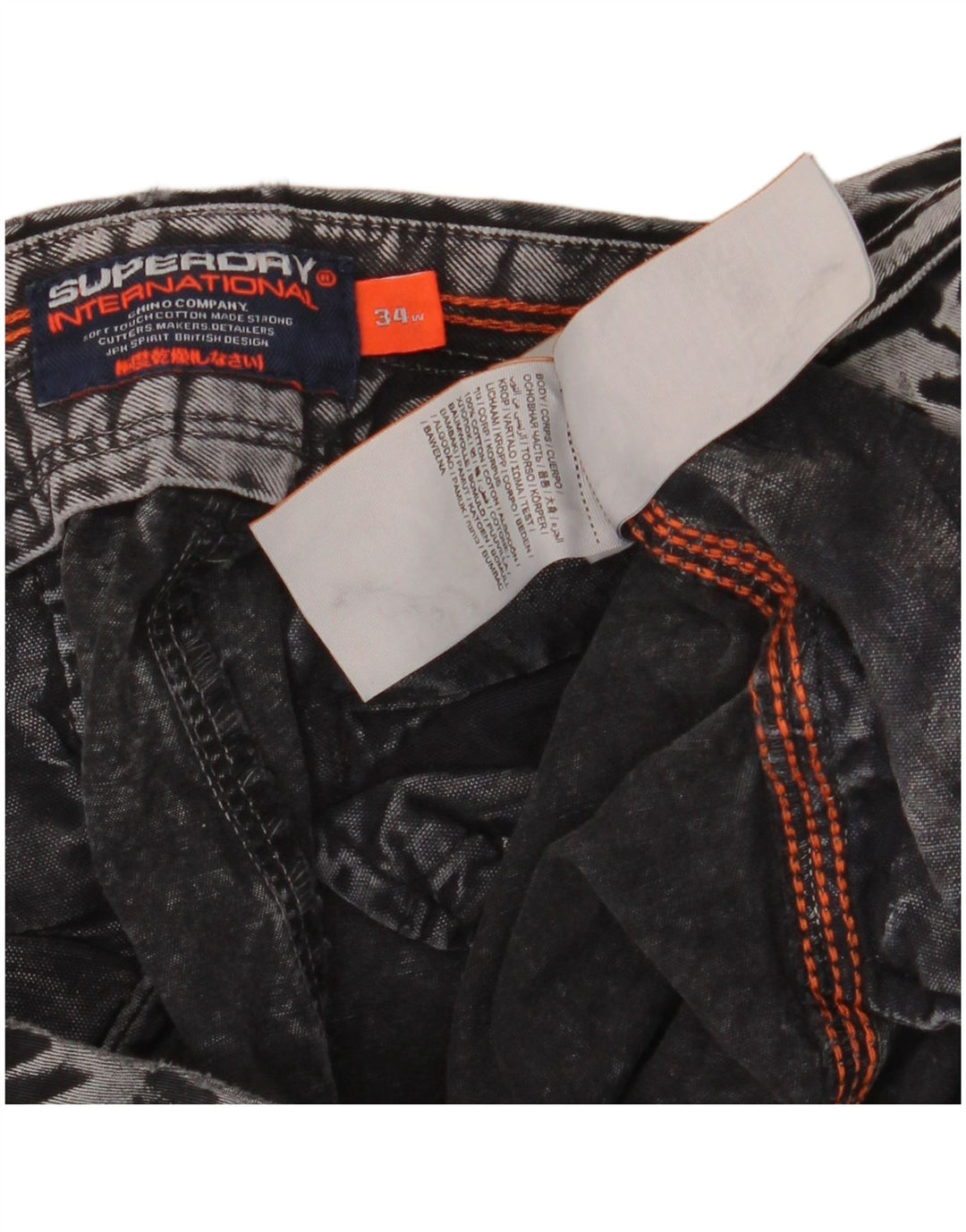 Pantaloncini di jeans da uomo Superdry W34 Large in cotone grigio