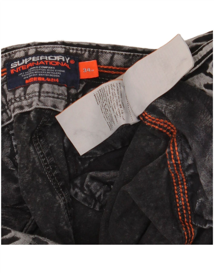 Pantaloncini di jeans da uomo Superdry W34 Large in cotone grigio