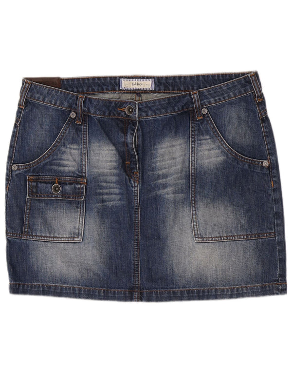 Gonna mini cargo in denim da donna Fat Face W36 XL in cotone blu