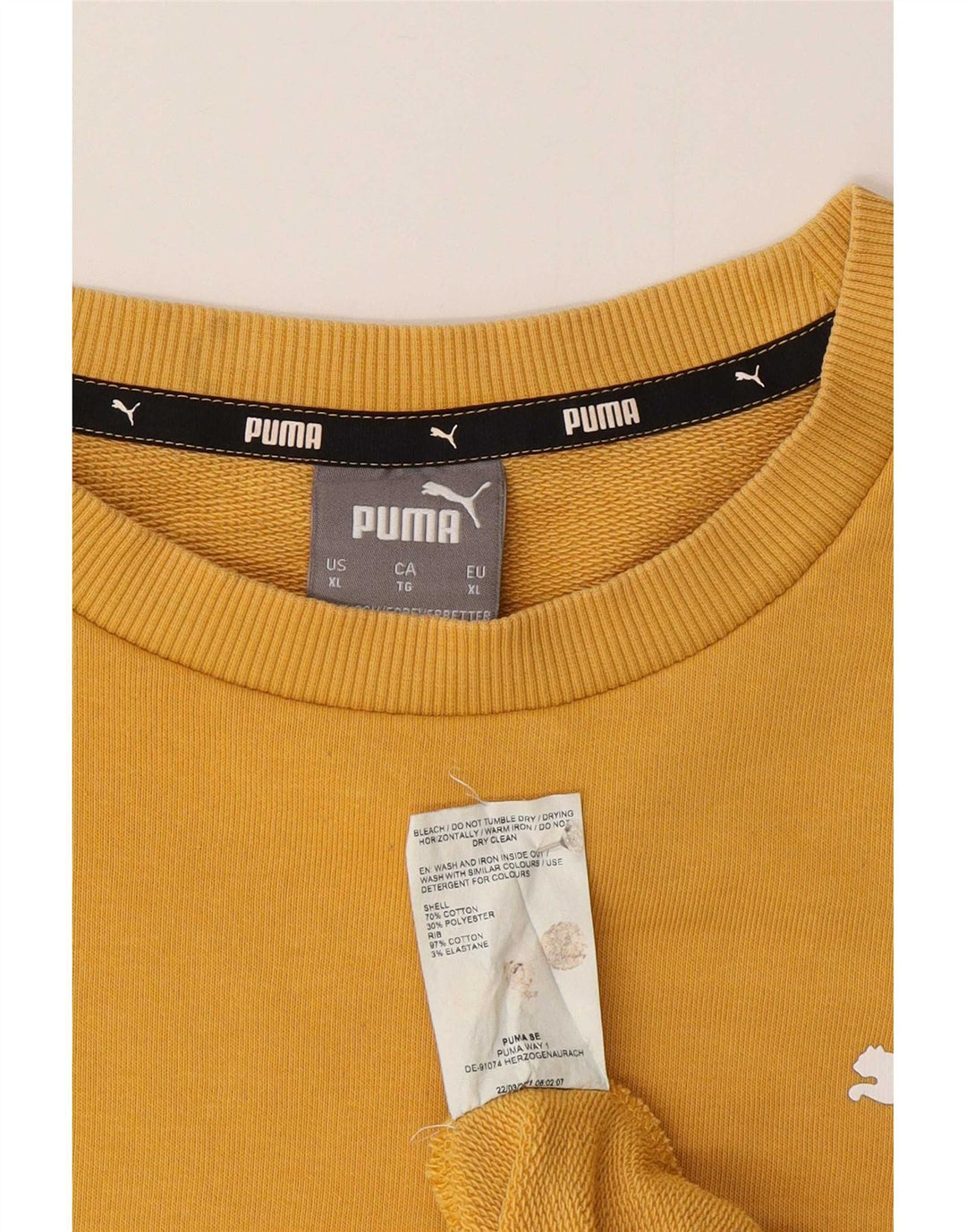 Felpa Puma da uomo con vestibilità regolare, XL, cotone giallo