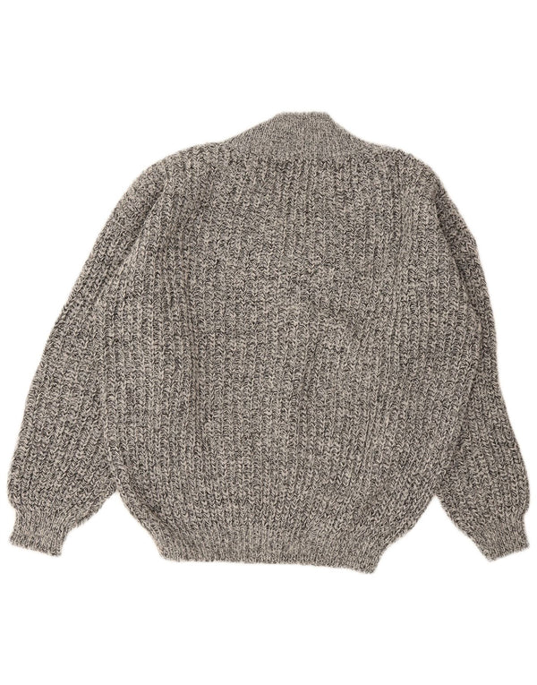 Maglione vintage da uomo con scollo a V IT 50 grigio medio chiazzato