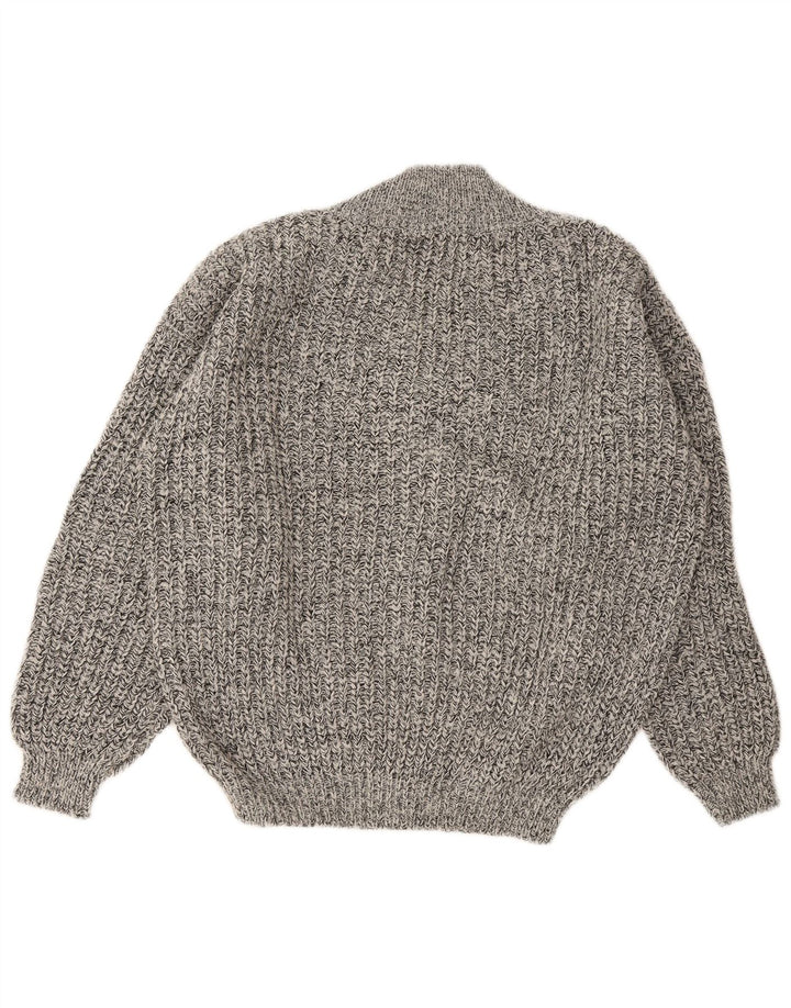 Maglione vintage da uomo con scollo a V IT 50 grigio medio chiazzato