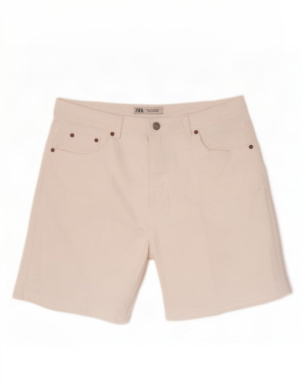Pantaloncini di jeans da uomo Zara EU 44 Large W34 cotone bianco