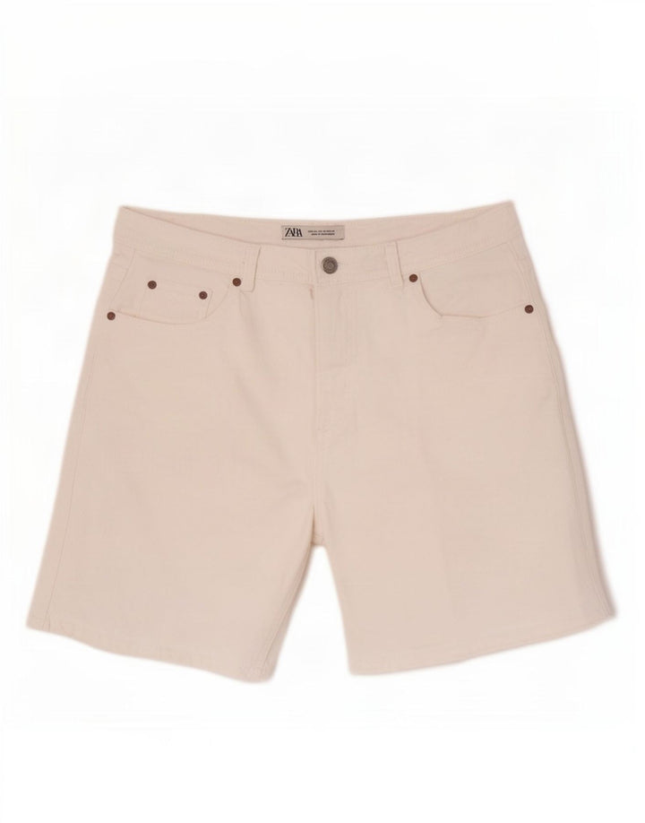 Pantaloncini di jeans da uomo Zara EU 44 Large W34 cotone bianco