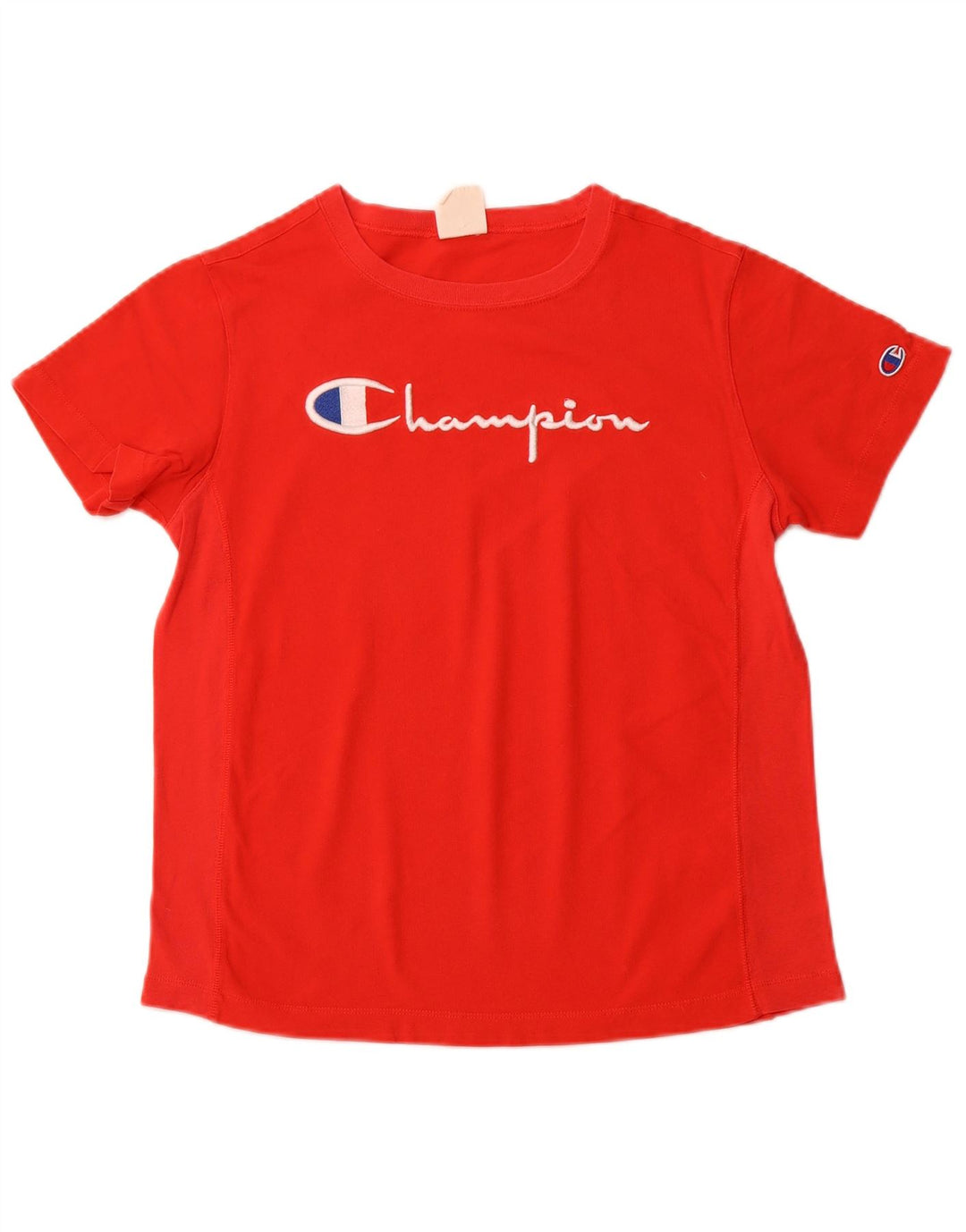 T-shirt grafica da donna CHAMPION Top UK 12 cotone rosso medio
