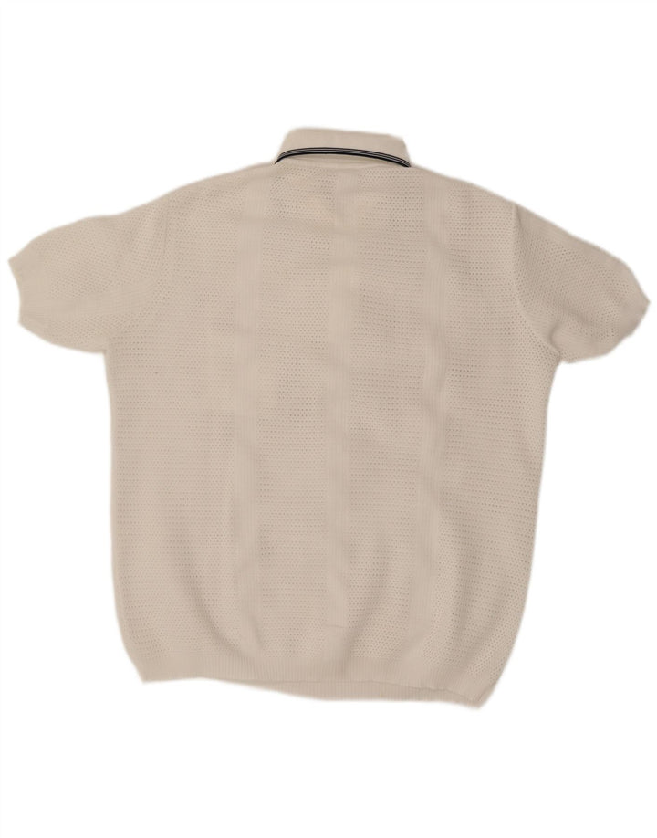 Maglione Trevira da uomo a maniche corte con collo a polo, grande poliestere bianco