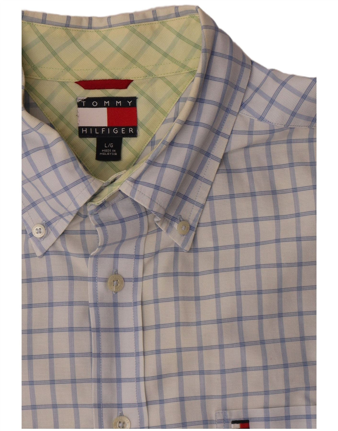 Tommy Hilfiger Uomo Camicia a maniche corte Grande cotone a quadri blu