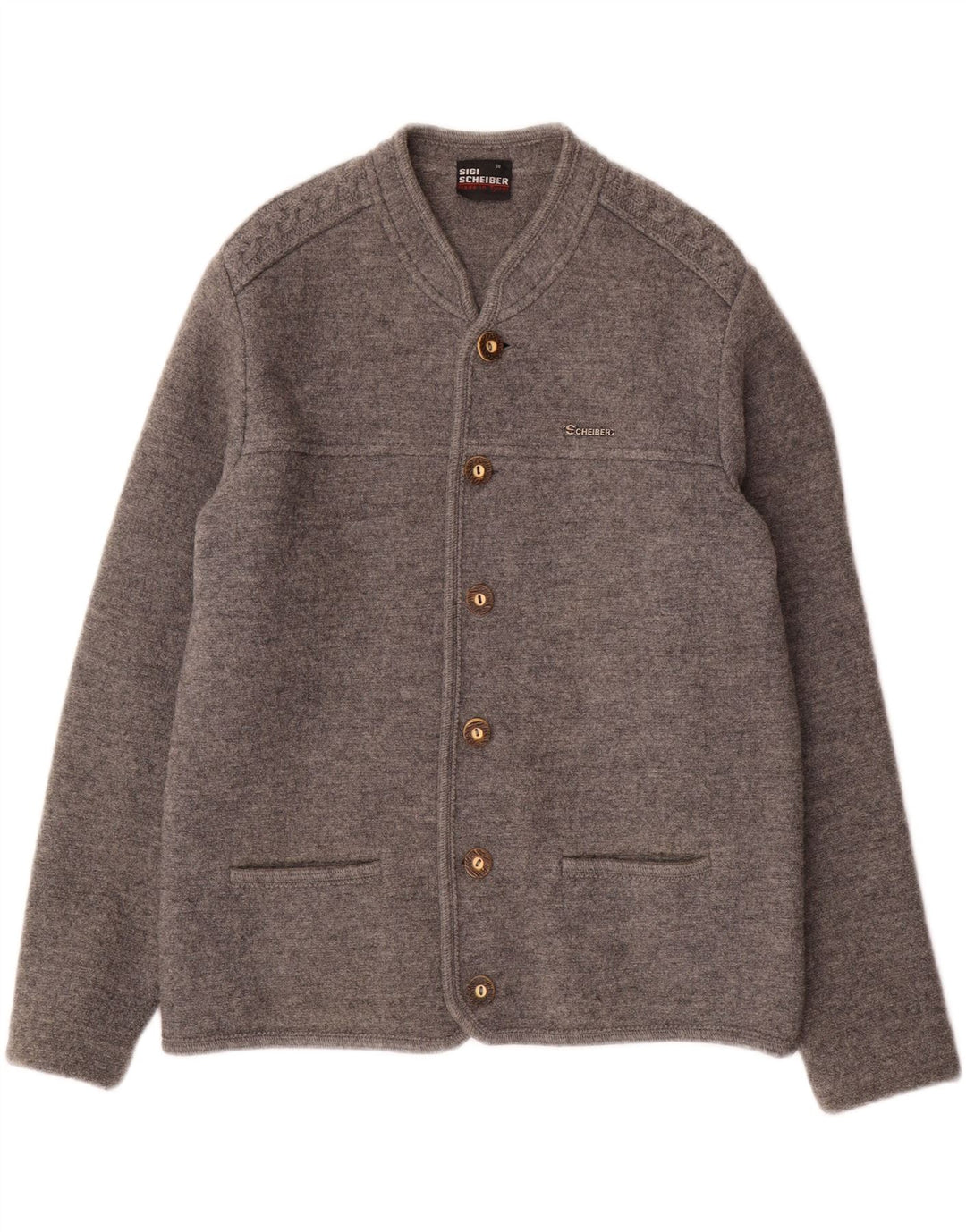 Maglione cardigan da uomo SCHEIBER IT 50 Lana grigio medio