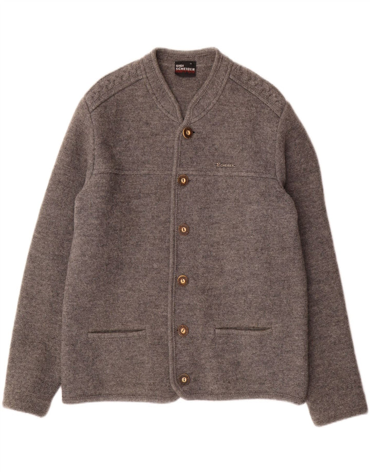 Maglione cardigan da uomo SCHEIBER IT 50 Lana grigio medio