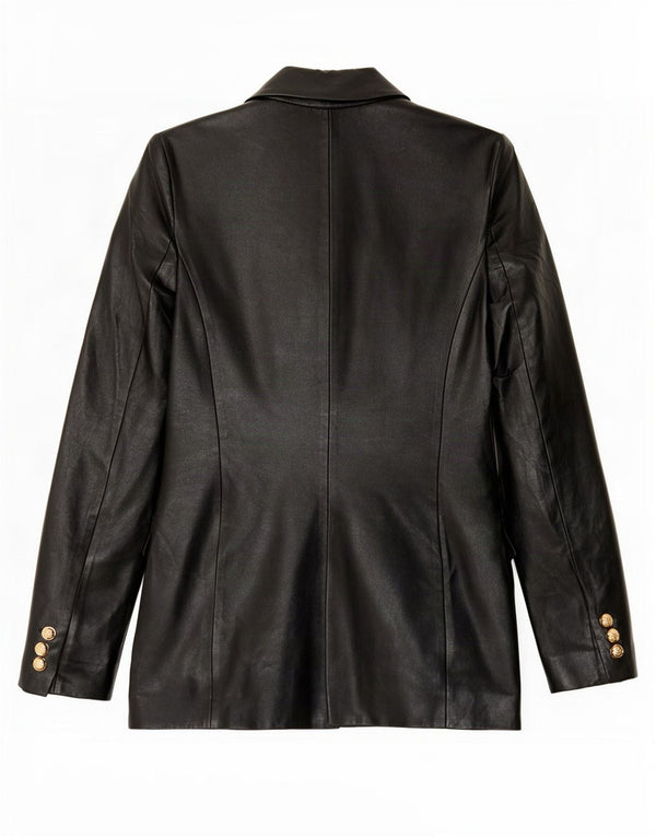 Giacca blazer doppiopetto in ecopelle da donna Zara UK 6 XS nera