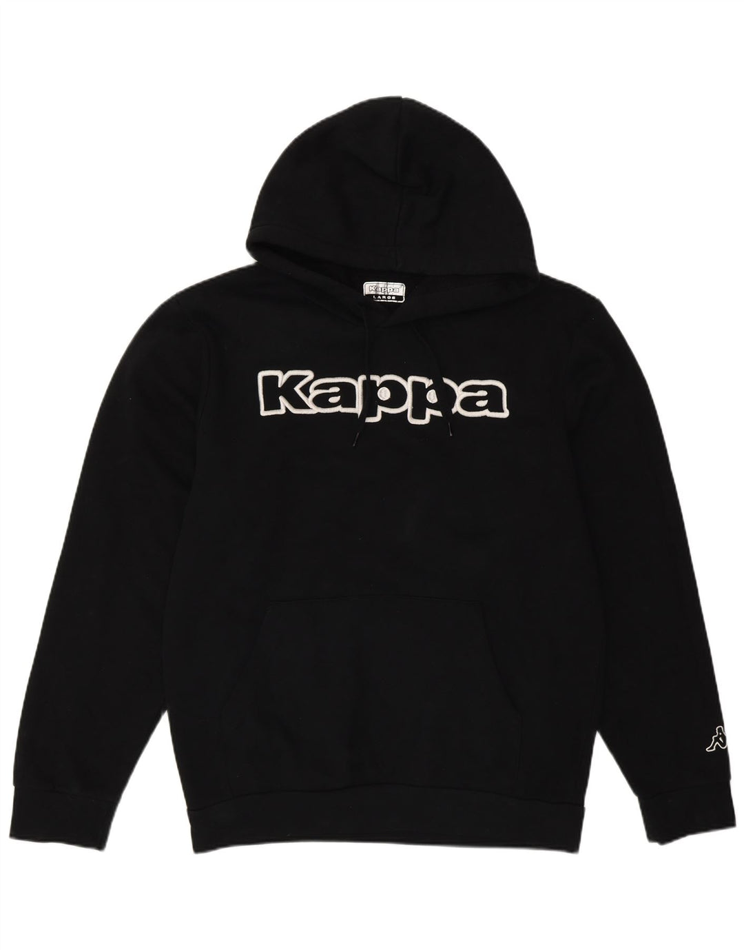 Maglione con cappuccio grafico da uomo Kappa grande in cotone nero