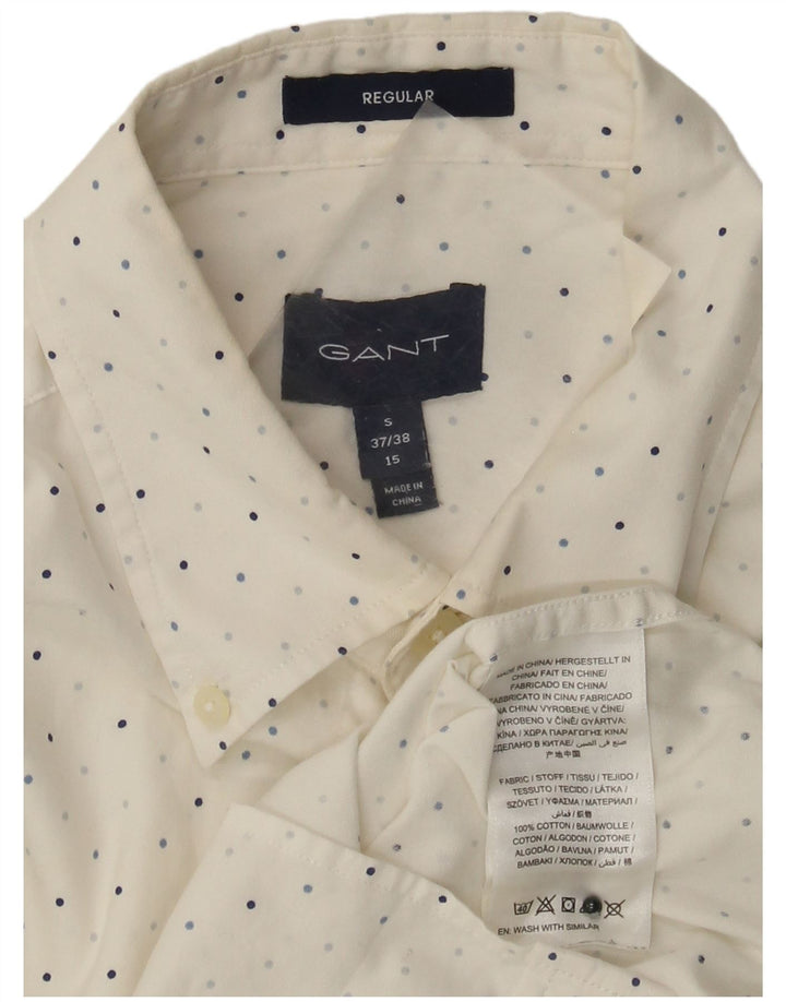 Gant Camicia da uomo vestibilità regolare taglia 15 cotone medio a pois bianco
