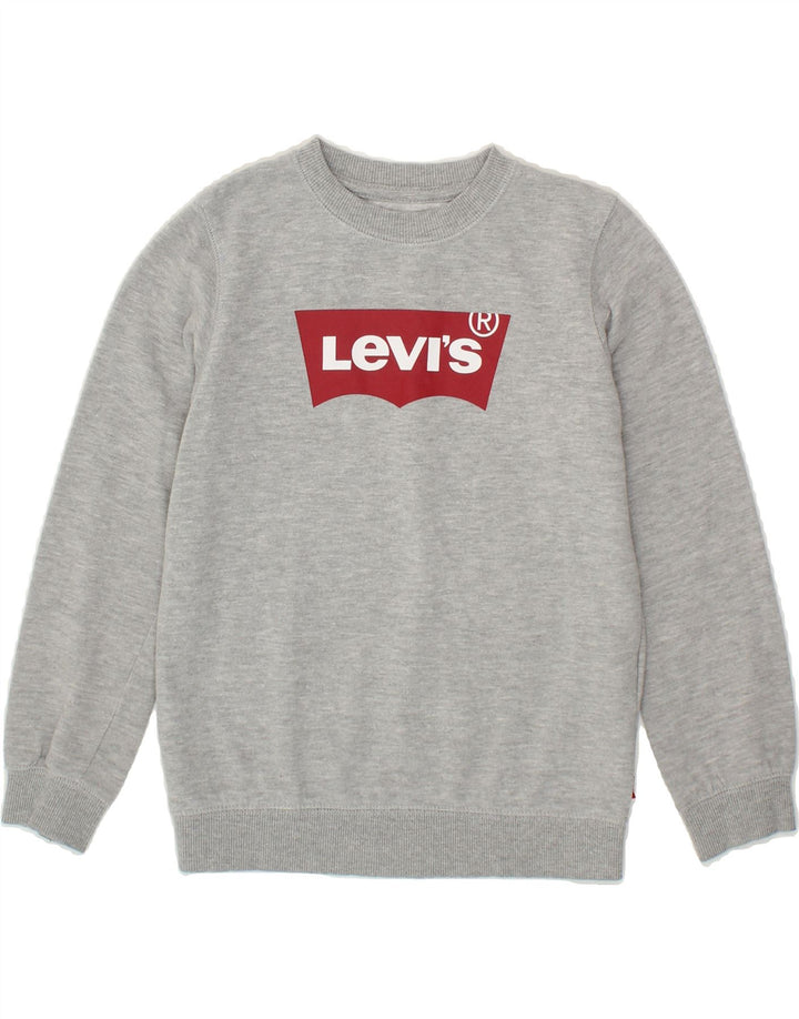 LEVI'S Boys Graphic Sweatshirt Jumper 7-8 Years Grey Cotton Vintage Levi's and Second-Hand Levi's from Messina Hembry 