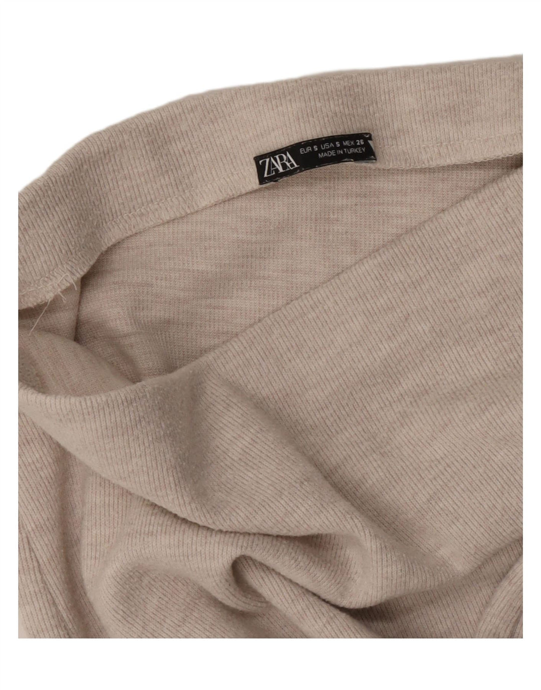 Gonna dritta in maglia da donna Zara piccola W26 beige screziata