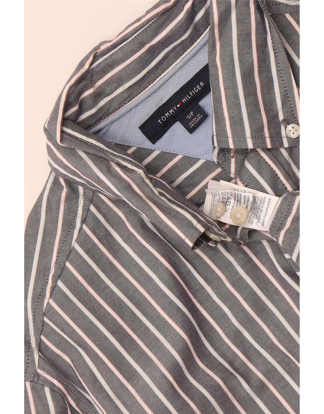 Camicia da uomo Tommy Hilfiger piccola in cotone gessato grigio