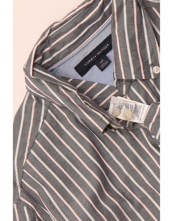 Camicia da uomo Tommy Hilfiger piccola in cotone gessato grigio