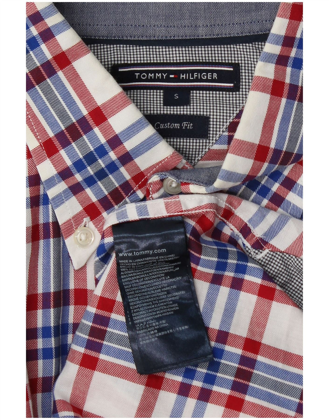 Camicia da uomo su misura Tommy Hilfiger Small in cotone a quadri multicolore